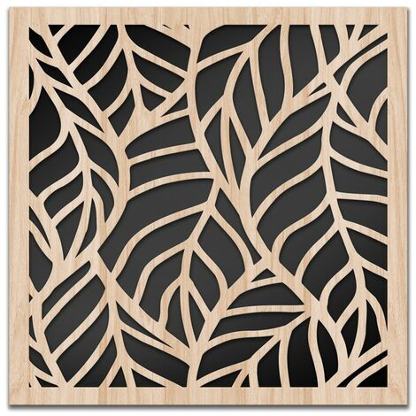 FOGLIE - Quadro arredo LASERCUT composito Legno e PVC  60x60cm