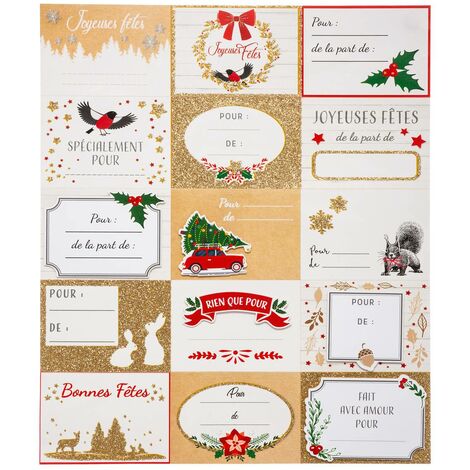 Foglio di 15 etichette regalo autoadesive decorate - Feeric lights & christmas