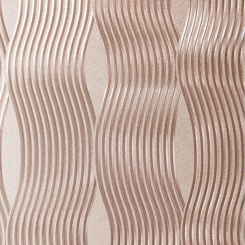 Foil Wave Wallpaper Luxury Textured Vinyl Metallic Rose Gold Arthouse Geometric