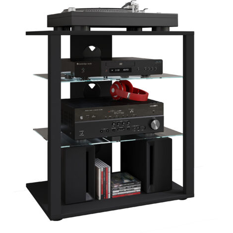 Folas Hifi-Möbel 3 Ablagen schwarz.