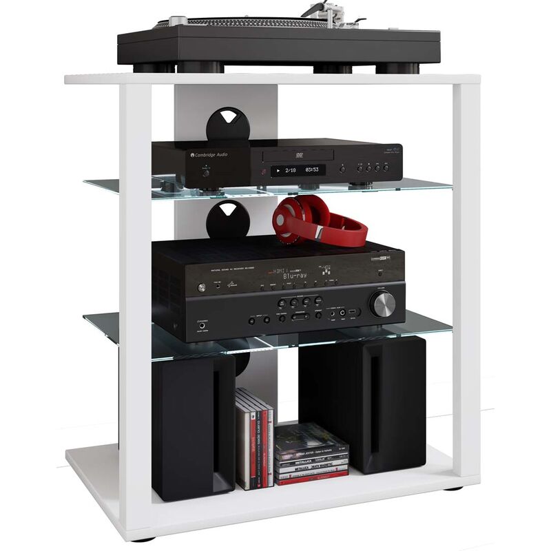 Ebuy24 - Folas meuble Hifi 3 tablettes blanc.