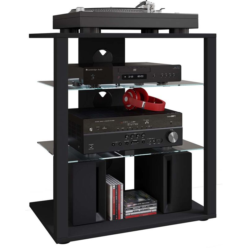 Folas meuble Hifi 3 tablettes noir.
