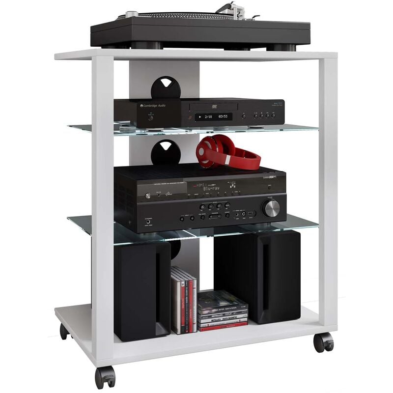 FolasR meuble Hifi 3 tablettes blanc.