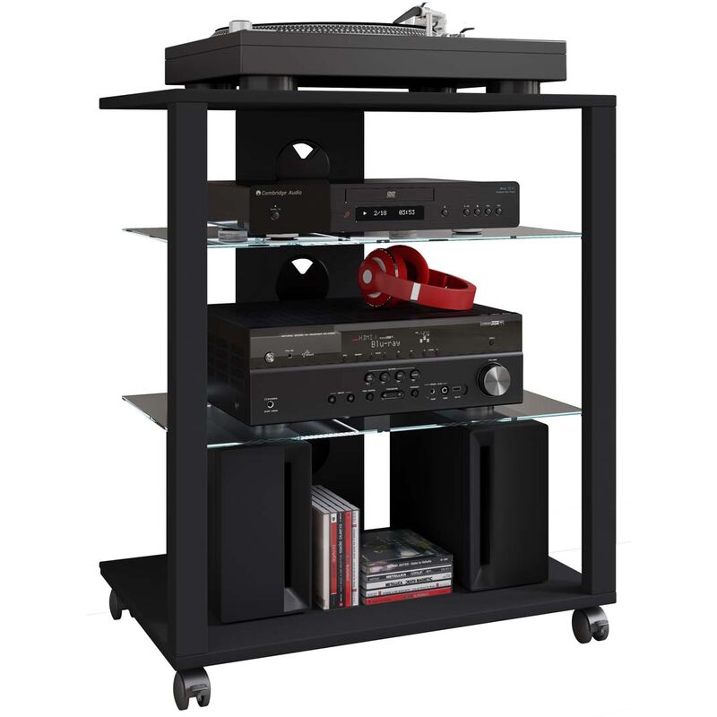 FolasR meuble Hifi 3 tablettes noir.