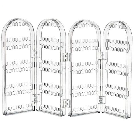 Foldable Acrylic Earring Holder with 240 Holes, Jewelry Hook Organizer, 3-Way Foldable Double-Sided Necklace Stand, Earring Display Rack YMYNY