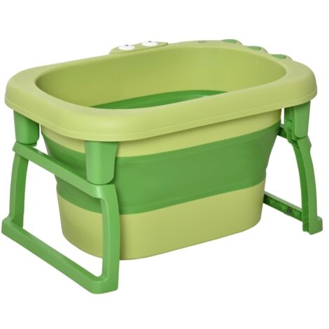 Foldable Baby Bathtub, with Stool - Green