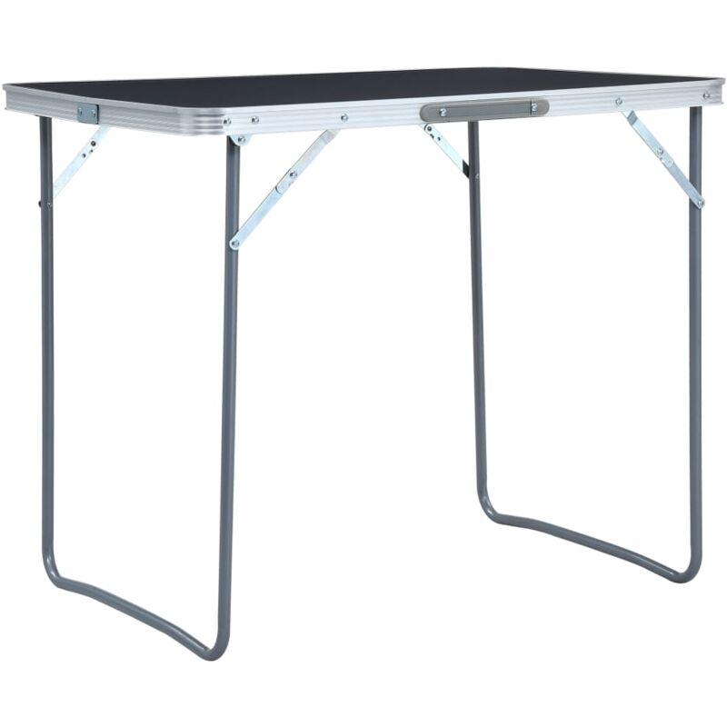 Foldable Camping Table with Metal Frame 80x60 cm Grey - Grey - Vidaxl