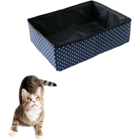 Foldable Cat Litter Box, Travel Portable Cat Litter Box, Waterproof, Durable, Easy to Clean for Travel, Home, Outdoor Toilet, Blue, 40×30cm Blue