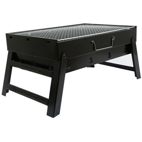 Foldable Charcoal Grill, Lightweight and Portable Mini Camping BBQ, Innovative Design, Easy to Clean, Black, Iron