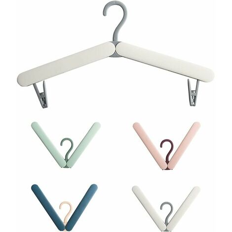 Foldable Clothes Hanger Portable Travel Foldable Clothes Hanger with Clips for Clothes and Outerwear, 4 Pieces