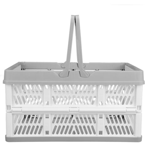 Foldable Clothes Laundry Storage Basket With Handles Organizer for Kitchen BedroomWhite Gray