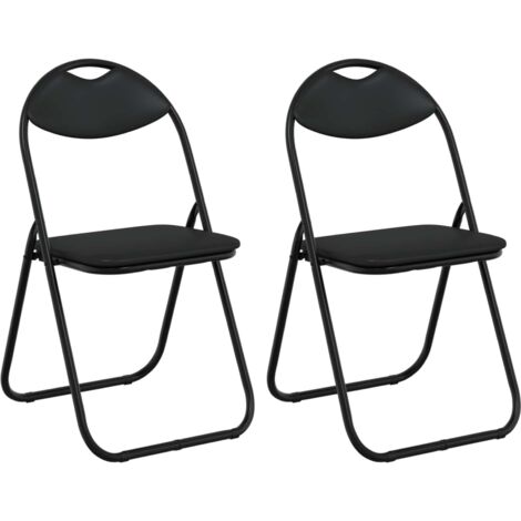 Foldable Dinning Chair 2 pcs Black 48 x 43.5 x 81 cm PVC steel vidaXL