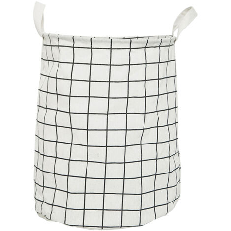 Foldable Dirty Clothes Basket Household Cotton Linen Dirty Laundry Basket Storage Basket Laundry Organizer White Squares