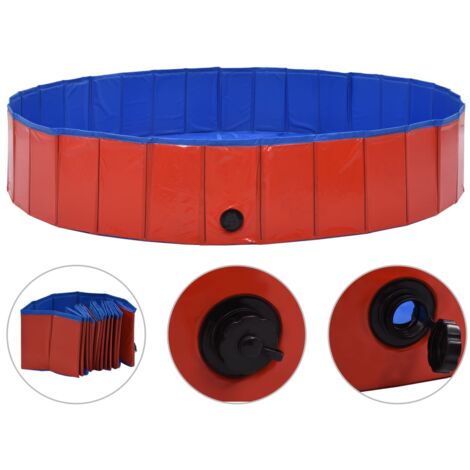Foldable Dog Swimming Pool Red 160x30 cm PVC