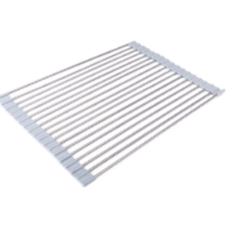 Foldable Drying Rack Roll Up Stainless Steel Sink Rack with Silicone Cover for Kitchen Tableware Drain Rack
