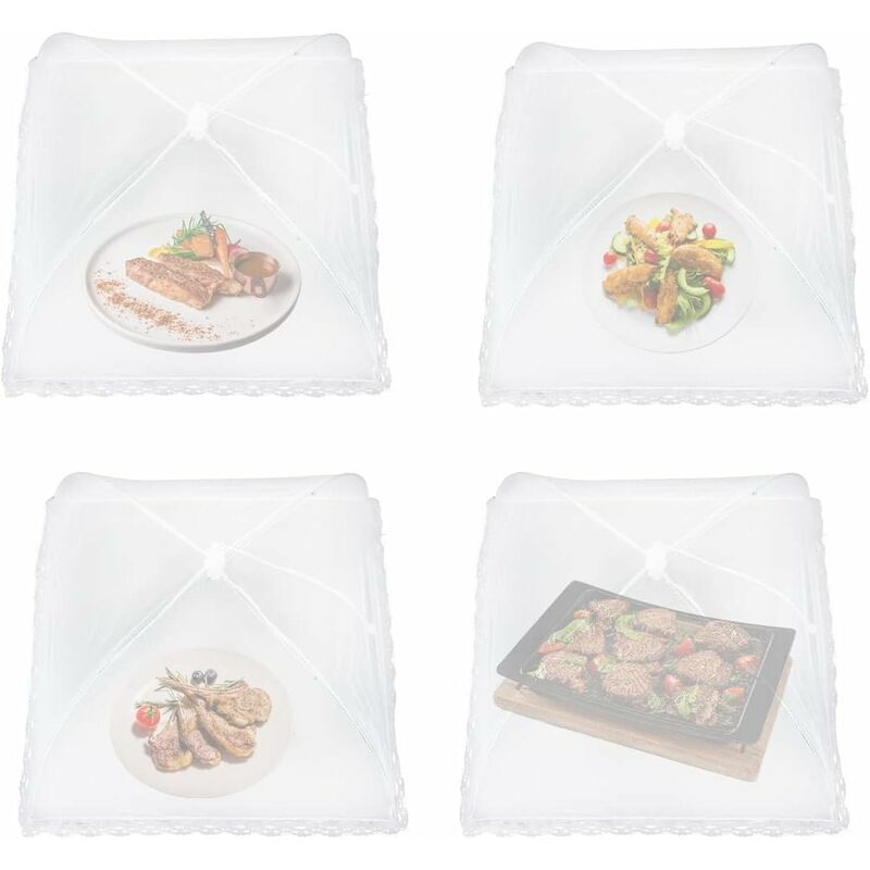 Image of Foldable Food Cover, Mesh Food Cover, Mosquito Net Food Cover, Gnat Proof Fruit Cover, Reusable Food Cover, Fruit and Vegetable Cover (4 Pcs) - modou