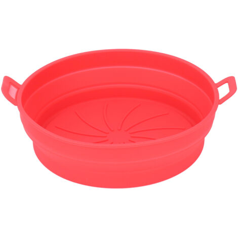 Foldable Fryer Silicone Liner Food Grade High Temperature Resistant Round Fryer Silicone Pot Red Diameter 21CM