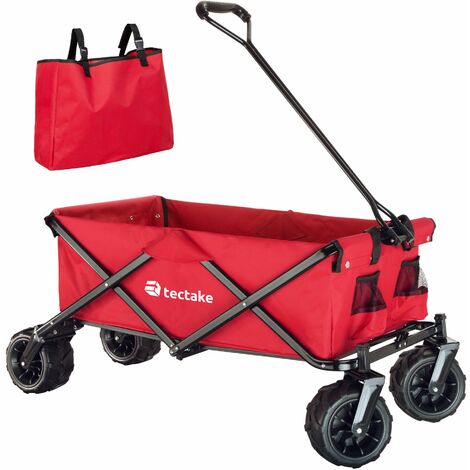 Red Hooseng Foldable Pull Wagon Hand Garden Transport Collapsible Portable Folding Cart 