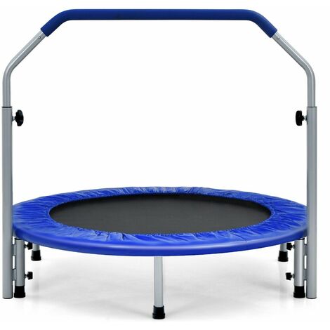 Foldable Jumping Fitness Trampoline Exercise Rebounder 4-Level Adjustable Handle