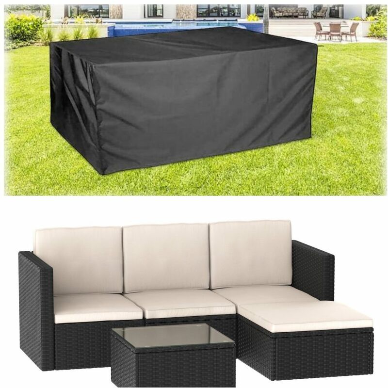 5pcs Rattan Garden Outdoor Patio Sofa Set - Black With Cover