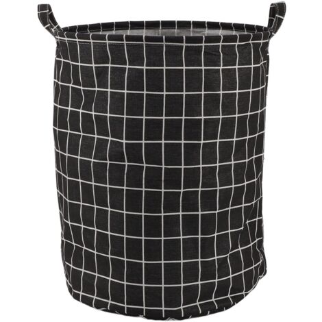 Foldable Laundry Basket Large Capacity Multifunctional Collapsible Dirty Clothes Hamper Folding Storage Basket for Bathroom Bedroom Home Black Grid