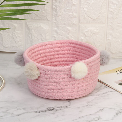 Foldable Laundry Basket Toy Storage Basket Hairball Cotton Trash Basket (Pink)