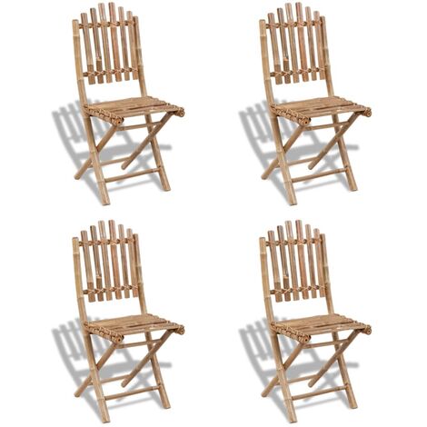 Foldable Outdoor Chairs Bamboo 4 pcs - Brown
