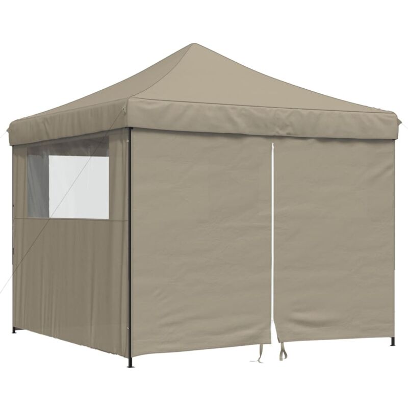 Vidaxl - Foldable Party Tent Pop-up With 4 Sidewalls Taupe