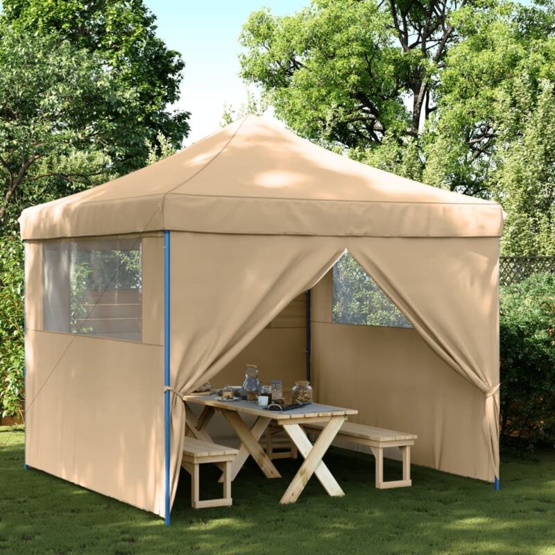 Vidaxl - Foldable Party Tent Pop-up With 4 Sidewalls Beige