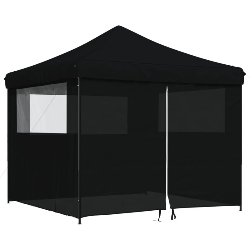 Foldable Party Tent Pop-up With 4 Sidewalls Black Vidaxl