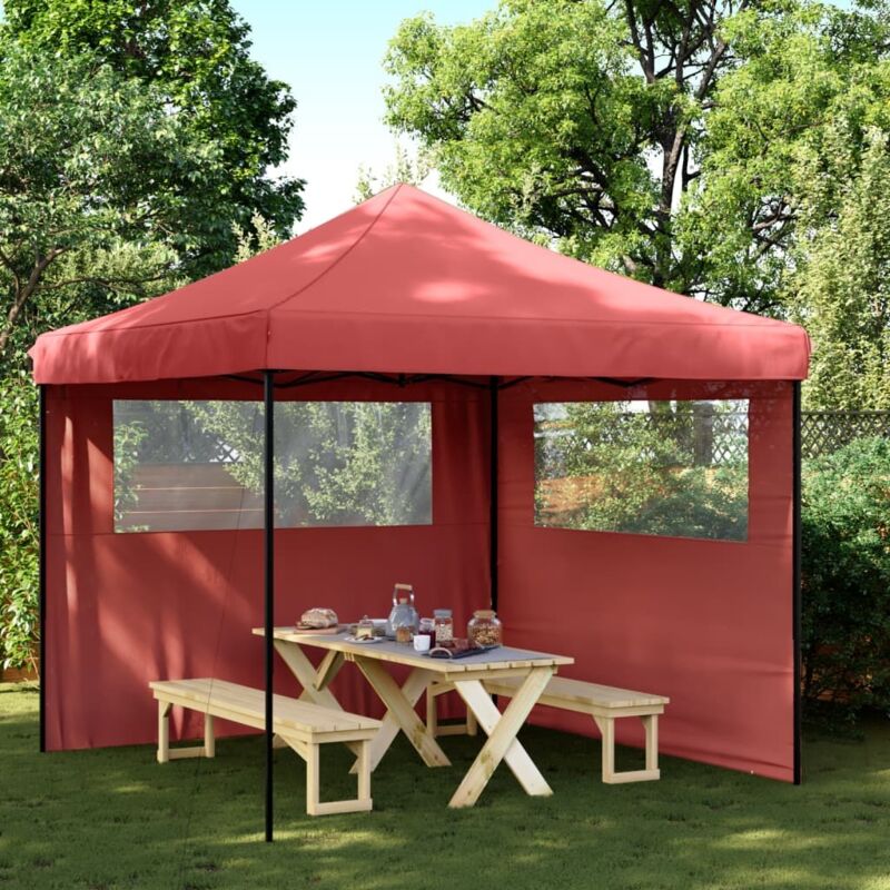 Vidaxl - Foldable Party Tent Pop-up With 2 Sidewalls Burgundy