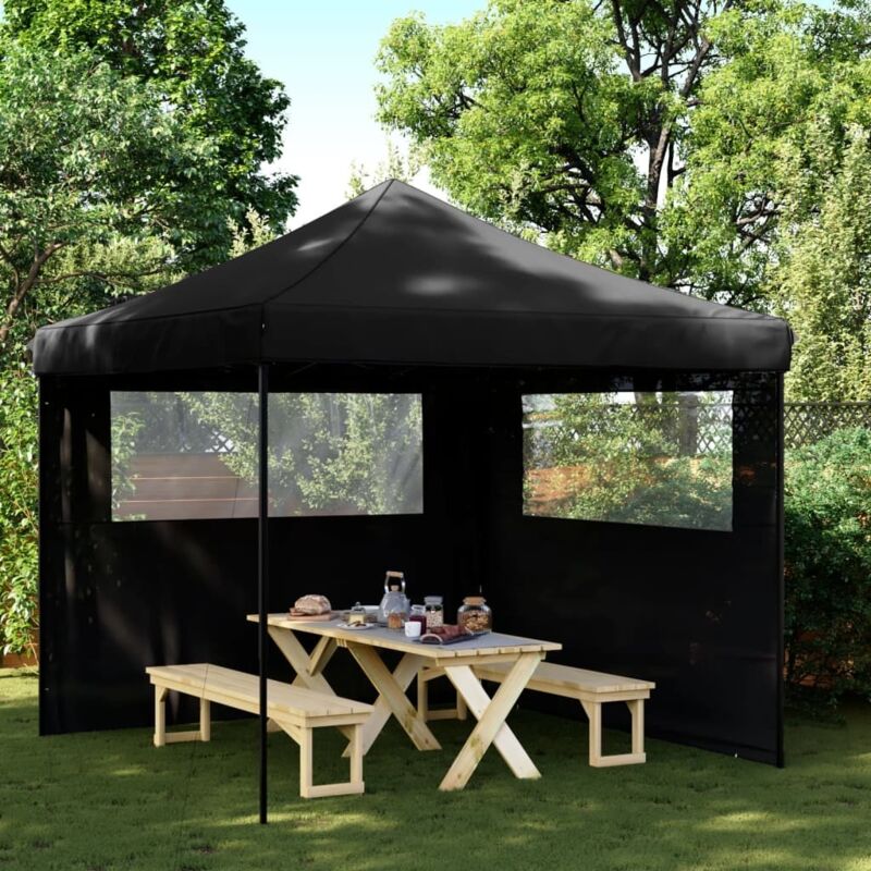 Vidaxl - Foldable Party Tent Pop-up With 2 Sidewalls Black