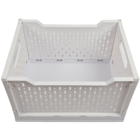 Foldable Plastic Baskets Stackable Multifunction Portable Hollow Plastic Storage Crates Organizer Bin with Handles and Wheels