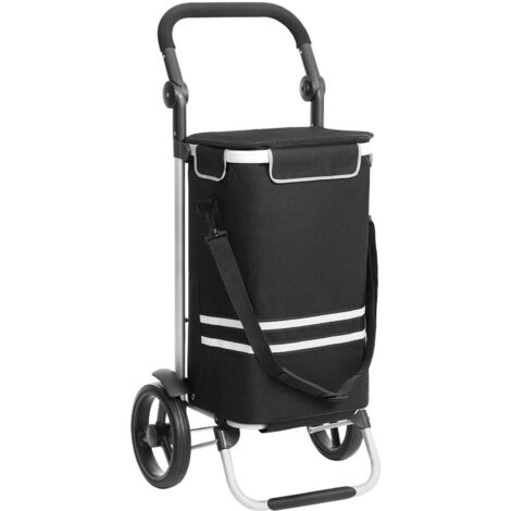 Foldable Shopping Trolley Insulated Bag Removable Wheels 25kg Load 35L Volume Adjustable Handle