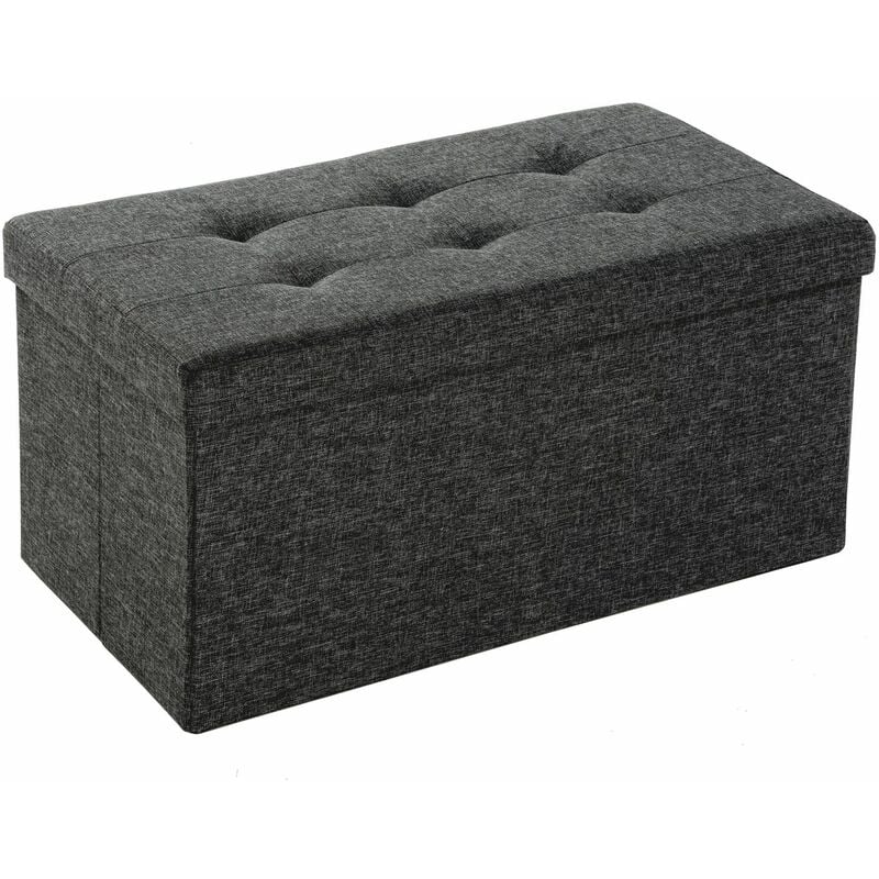 Foldable storage bench made of polyester - storage ottoman, shoe storage bench, hallway bench - dark grey