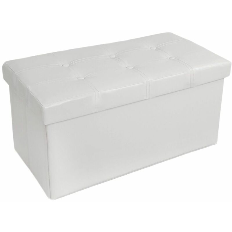 Tectake - Storage bench made of synthetic leather - storage ottoman, shoe storage bench, hallway bench - white