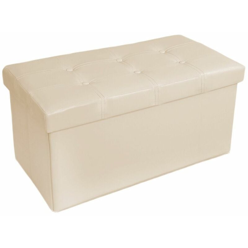 Tectake - Storage bench made of synthetic leather - storage ottoman, shoe storage bench, hallway bench - beige
