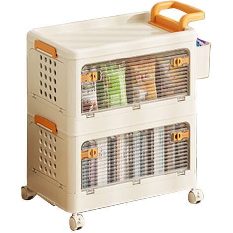 Foldable Storage Bins Strong Durable Portable Collapsible Organizers Containers for Snacks Toys Clothes Books 2 Layer