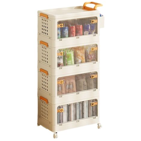 Foldable Storage Bins Strong Durable Portable Collapsible Organizers Containers for Snacks Toys Clothes Books 4 Layer