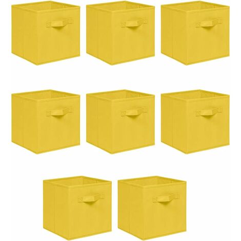 Foldable Storage Boxes,Non-Woven Fabric Storage Box Set,Storage Drawers for Cube Storage Unit,26.5x26.5x28 cm (Bright Yellow, Set of 8)