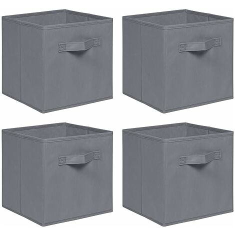 Foldable Storage Boxes,Non-Woven Fabric Storage Box Set,Storage Drawers for Cube Storage Unit,26.5x26.5x28 cm (Grey, Set of 4)