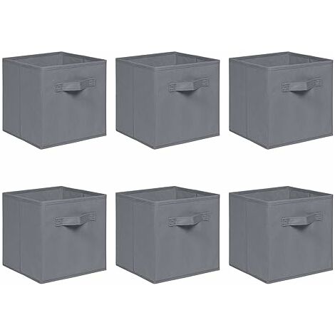 Foldable Storage Boxes,Non-Woven Fabric Storage Box Set,Storage Drawers for Cube Storage Unit,26.5x26.5x28 cm (Grey, Set of 6)