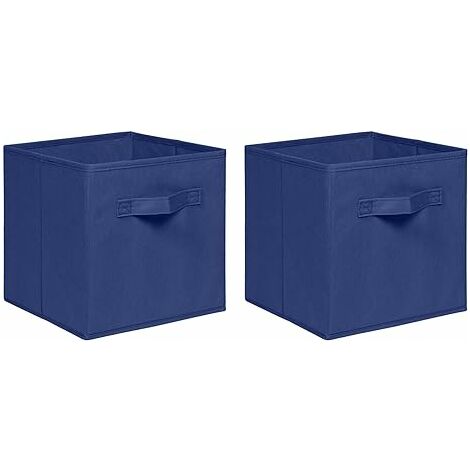 Foldable Storage Boxes,Non-Woven Fabric Storage Box Set,Storage Drawers for Cube Storage Unit,26.5x26.5x28 cm (Navy, Set of 2)