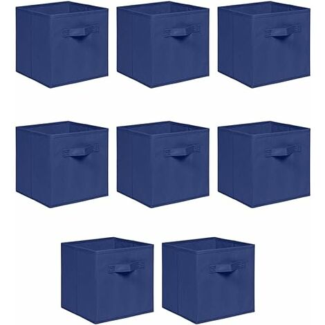 Foldable Storage Boxes,Non-Woven Fabric Storage Box Set,Storage Drawers for Cube Storage Unit,26.5x26.5x28 cm (Navy, Set of 8)