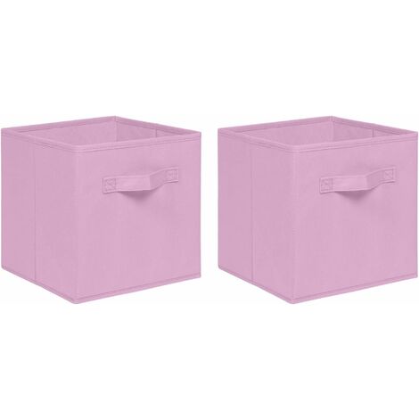 Foldable Storage Boxes,Non-Woven Fabric Storage Box Set,Storage Drawers for Cube Storage Unit,26.5x26.5x28 cm (Pink, Set of 2)