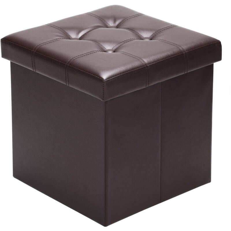 Casaria® 40cm Square Foldable Stool with Storage Space Faux Leather/Linen with Removable Padded Lid 40x40cm Upholstered Ottoman 40 Litre Capacity