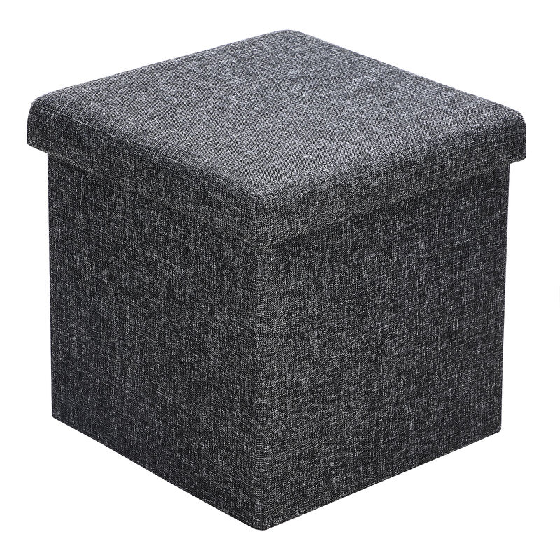 Casaria® 40cm Square Foldable Stool with Storage Space Faux Leather/Linen with Removable Padded Lid 40x40cm Upholstered Ottoman 40 Litre Capacity