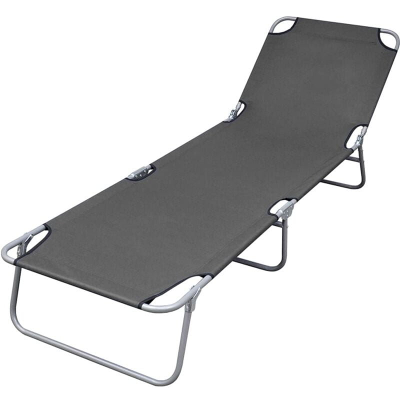 Vidaxl - Foldable Sunlounger with Adjustable Backrest Grey