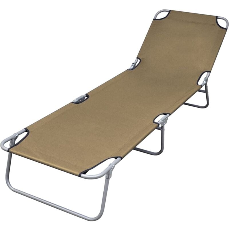 Foldable Sunlounger with Adjustable Backrest Taupe vidaXL