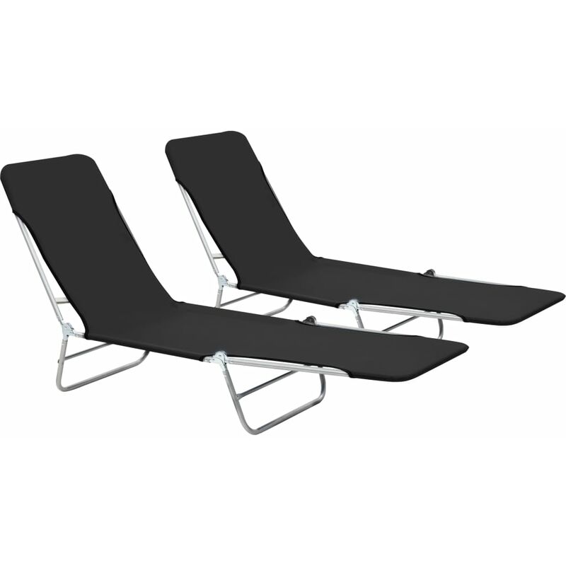 Vidaxl - Folding Sun Loungers 2 pcs Steel and Fabric Black